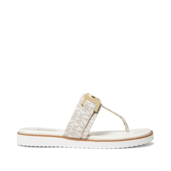 NEW! MICHAEL KORS Women's Briar Logo Sporty Thong Sandals Vanilla Gold Size 7 - Picture 4 of 8